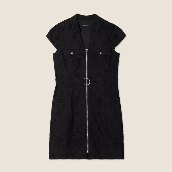 robe droite broderie anglaise noir femme Robe droite broderie anglaise noir femme