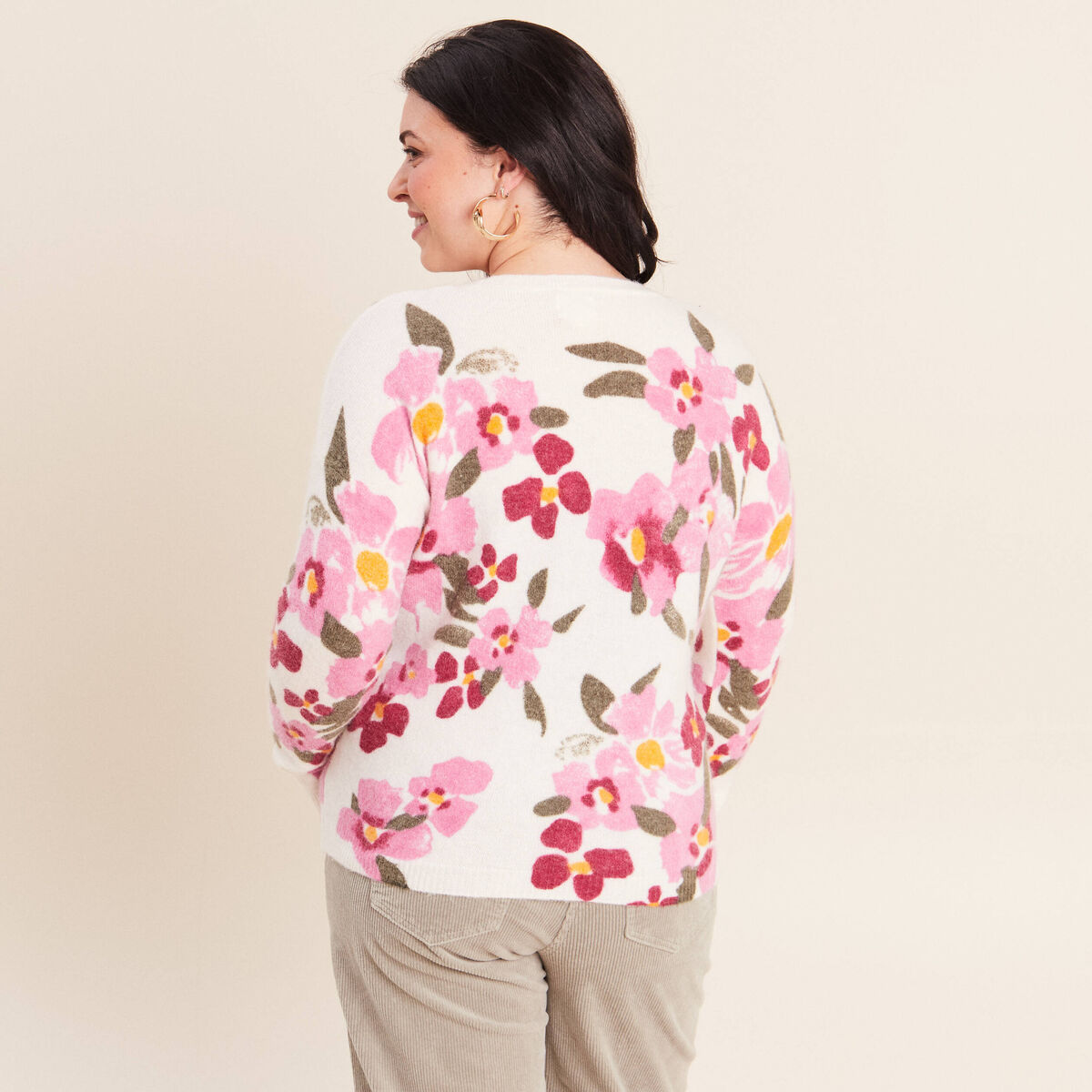 Pull manches longues multicolore femme