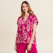 Blouse manches courtes rose fushia femme