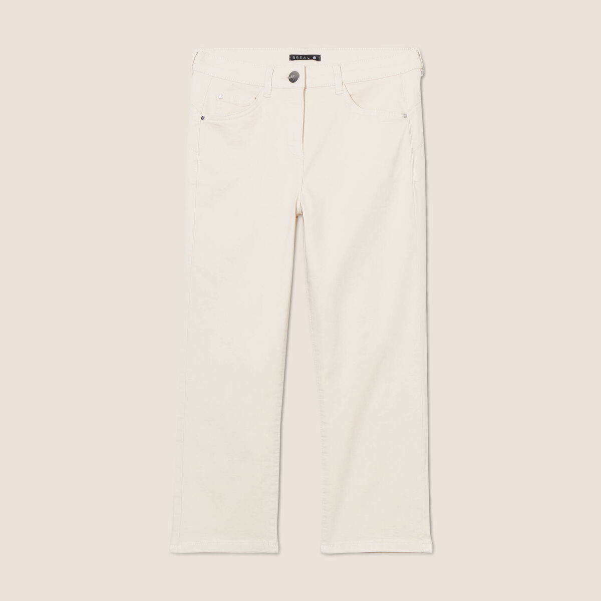 Pantacourt droit taille standard ecru femme