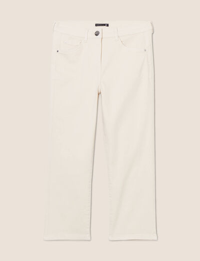Pantacourt droit taille standard ecru femme