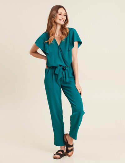 Combinaison pantalon droite vert femme