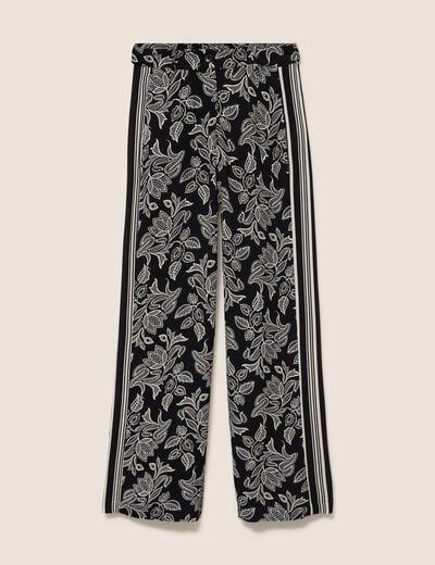 Pantalon fluide coupe large noir femme