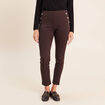 Legging 7/8&egrave;me taille bascul&eacute;e en maille marron fonc&eacute; femme