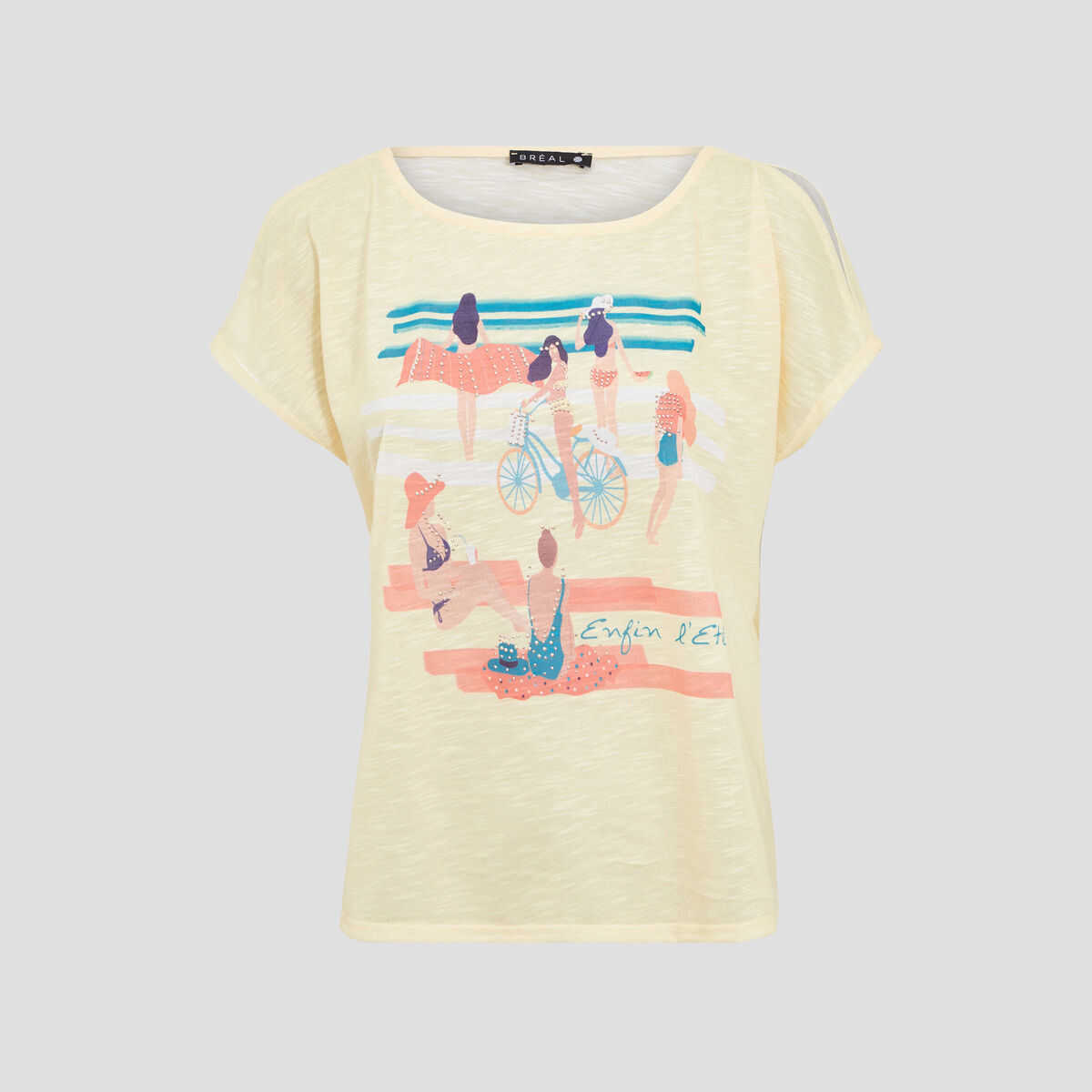 T-shirt manches courtes jaune clair femme