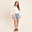 Kimono brod&eacute; manches 3/4 ecru femme