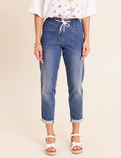 Jean coupe mom 7/8&egrave;me denim stone femme