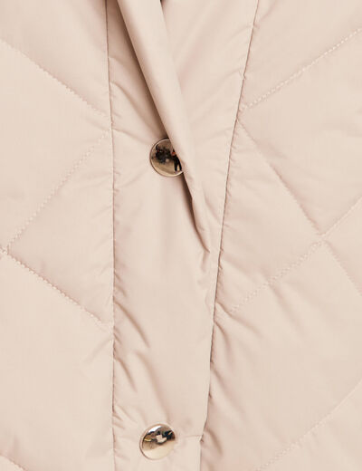 Doudoune ajust&eacute;e &agrave; capuche doubl&eacute;e beige femme
