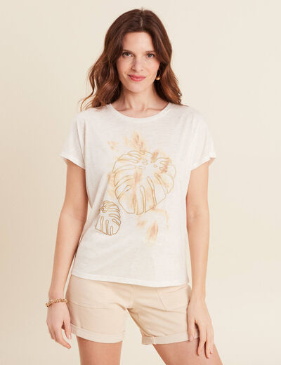 T-shirt manches courtes ecru femme