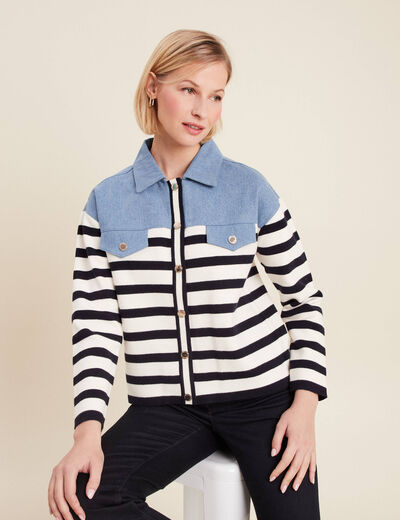 Pull manches longues bleu femme