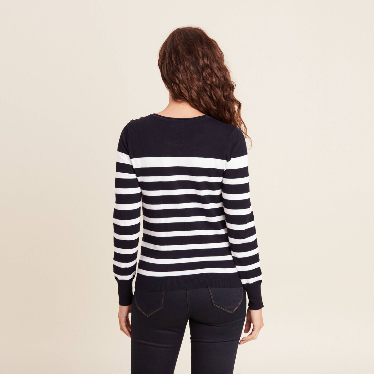 Pull manches longues bleu marine femme