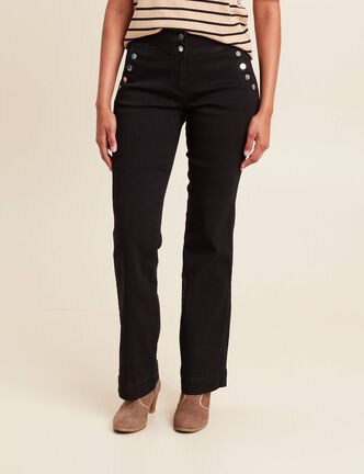 Pantalon bootcut à pont noir femme