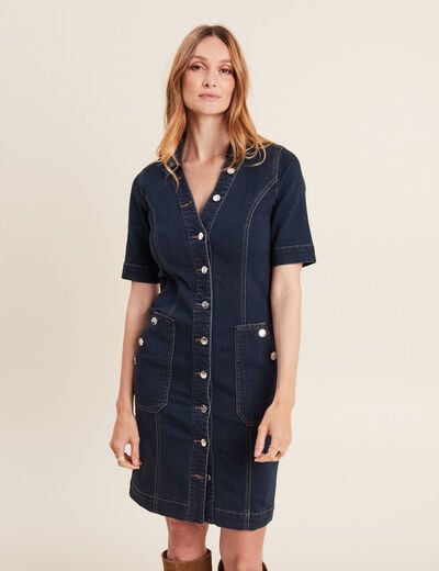 Robe droite en jean denim brut femme