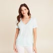 T-shirt manches courtes col en V bleu turquoise femme