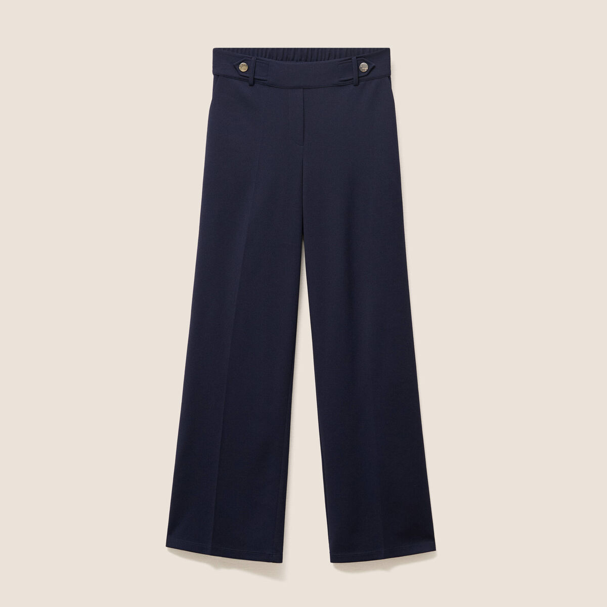 Pantalon taille haute bleu fonc&eacute; femme