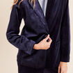 Veste velours manches longues doubl&eacute;e bleu marine femme