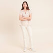 Blouse manches courtes fluide beige femme