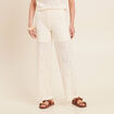 Pantalon large taille basculée ecru femme