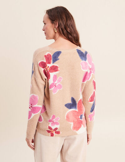 Pull manches longues beige femme