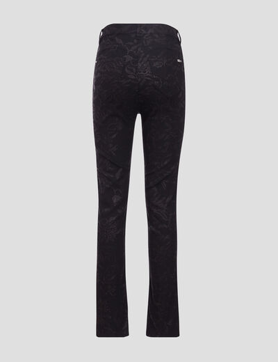 Pantalon ajusté denim noir femme