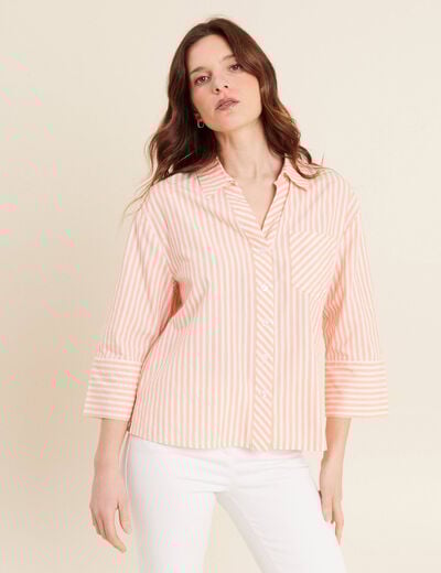 Chemise manches 3/4 orange femme