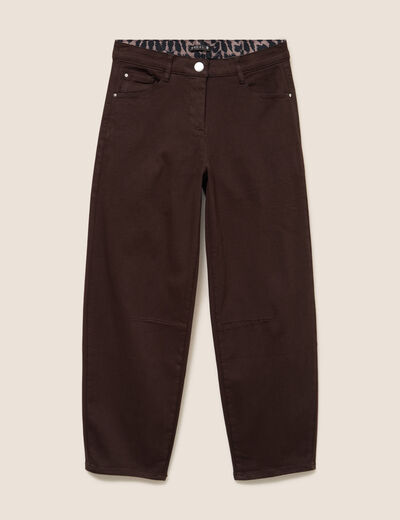 Pantalon magique coupe barrel l'Unique marron fonc&eacute; femme