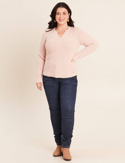 Pull manches longues vieux rose femme