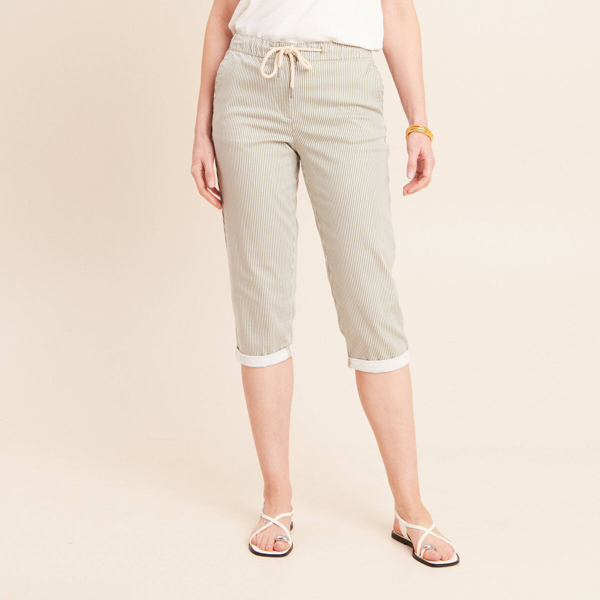 Pantacourt coupe mom large vert femme