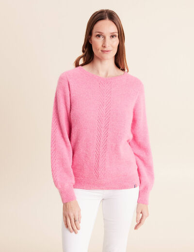 Pull confectionn&eacute; en France rose fushia femme