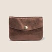 Porte-monnaie en cro&ucirc;te de cuir couleur cuivre femme