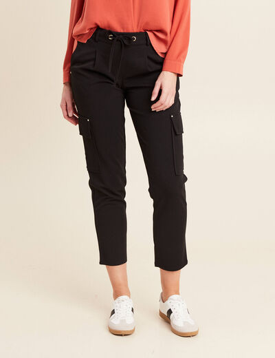 Pantalon cargo flou noir femme