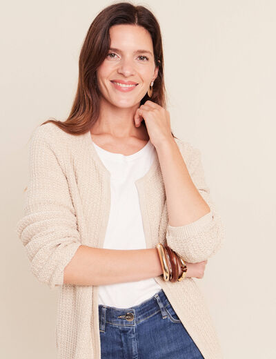 Gilet col rond couleur or femme