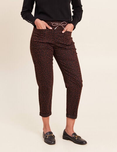 Pantalon coupe mom 7/8&egrave;me marron femme