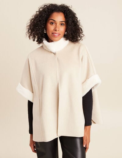 Poncho cape coupe ample ivoire femme