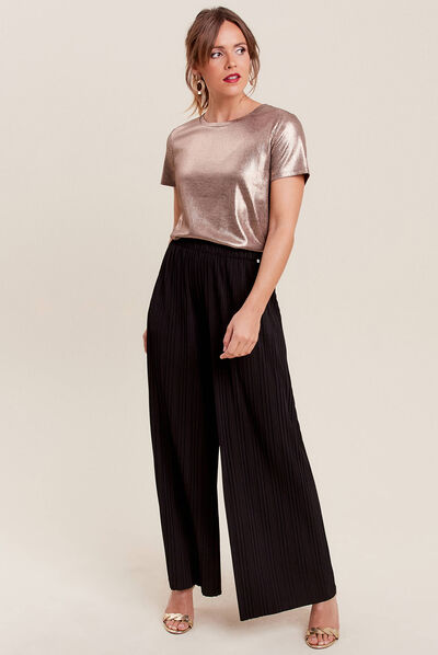T-shirt manches courtes couleur cuivre femme