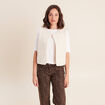 Gilet sans manches bouclette poches ecru femme