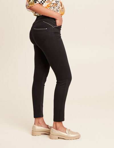 Pantalon ajusté taille haute noir femme