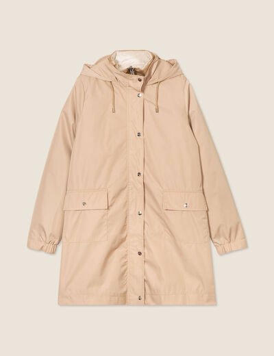 Parka mi-longue à capuche beige femme