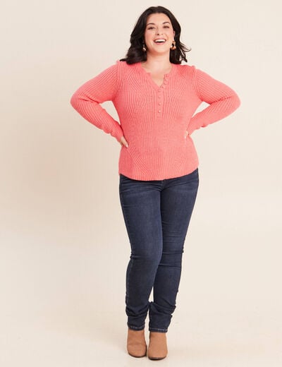 Pull manches longues rose framboise femme