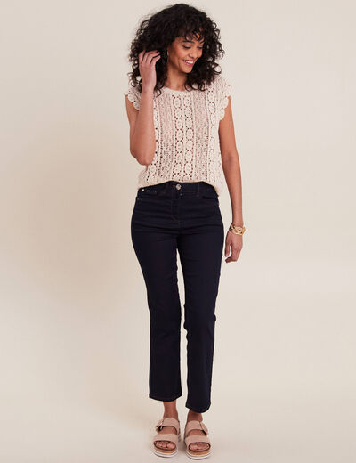 Débardeur macramé ecru femme