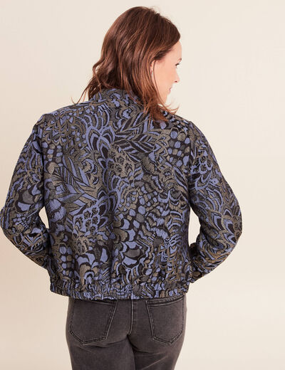 Veste bas resserr&eacute; manches longues bleu femme