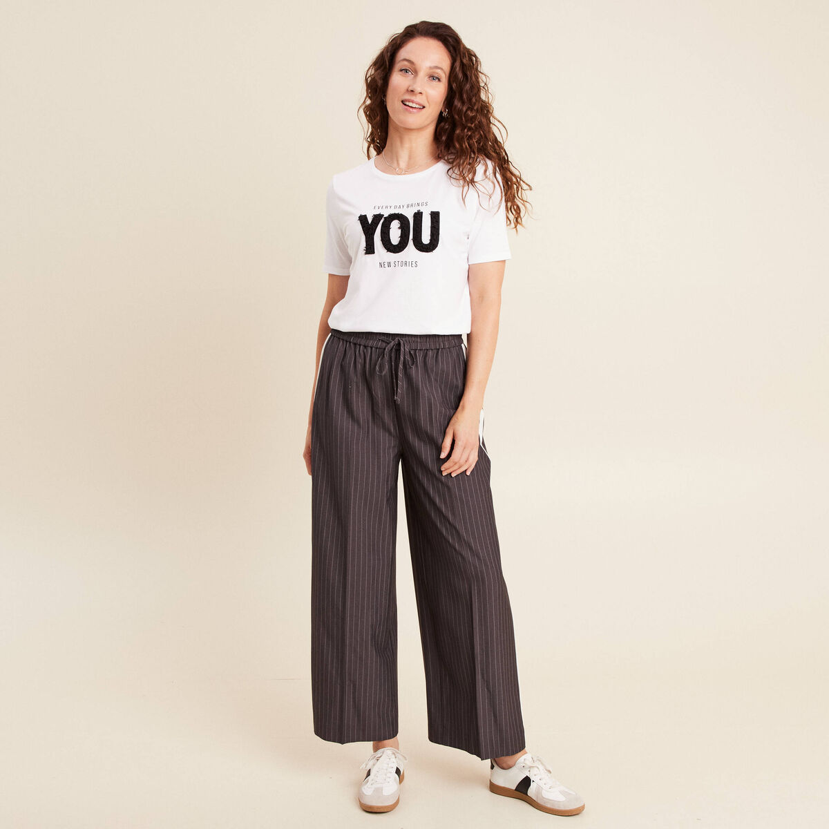 T-shirt col rond blanc femme