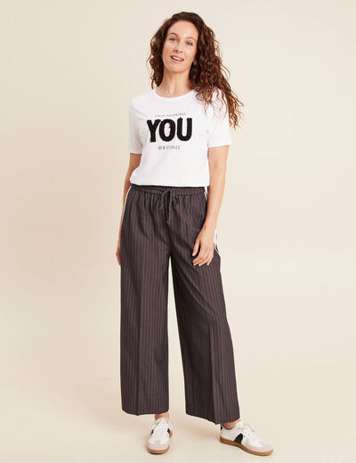 T-shirt col rond blanc femme