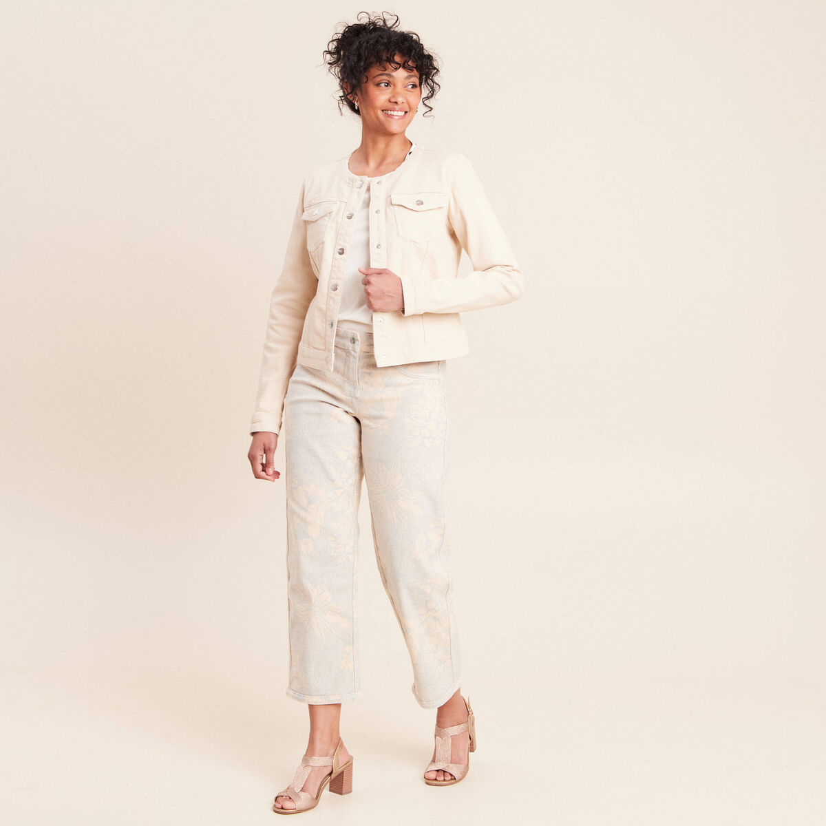 Veste cintr&eacute;e r&eacute;versible manches longues beige femme