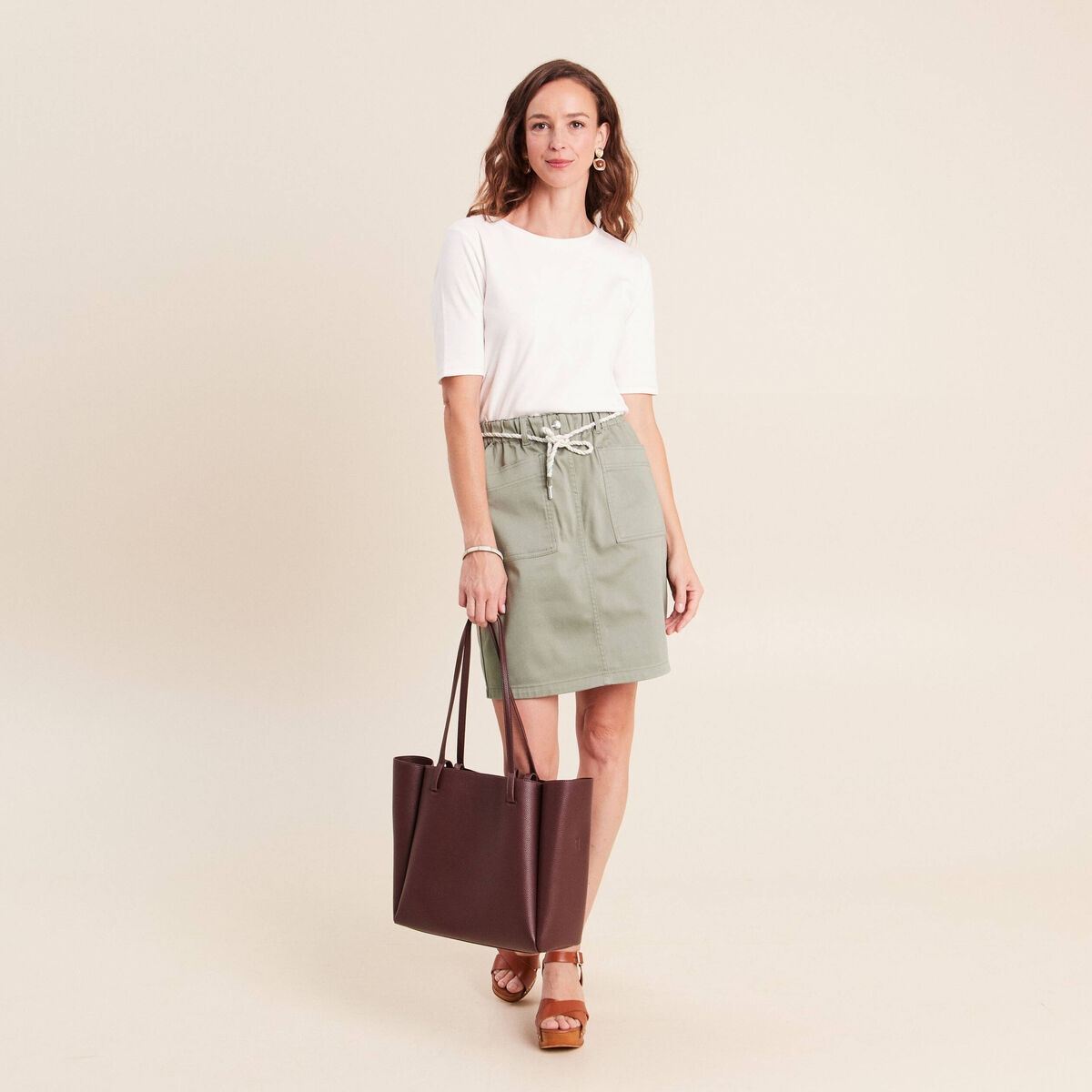 Jupe droite r&eacute;versible gris femme