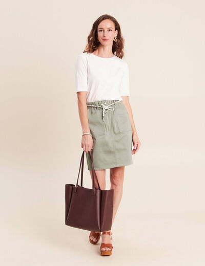 Jupe droite r&eacute;versible gris femme