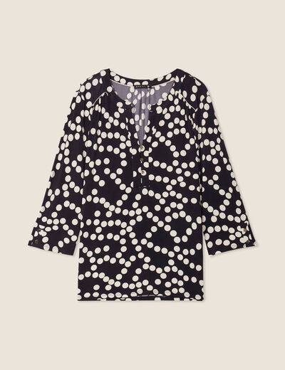 Blouse manches 3/4 noir femme