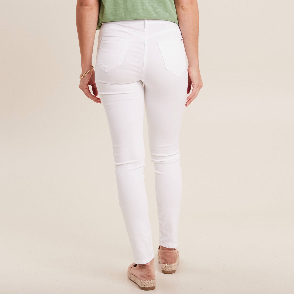 Pantalon léger taille standard long blanc femme