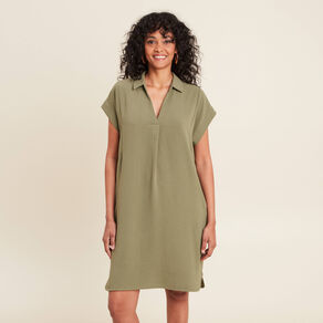 robe droite col en v vert kaki femme Robe droite col en V vert kaki femme
