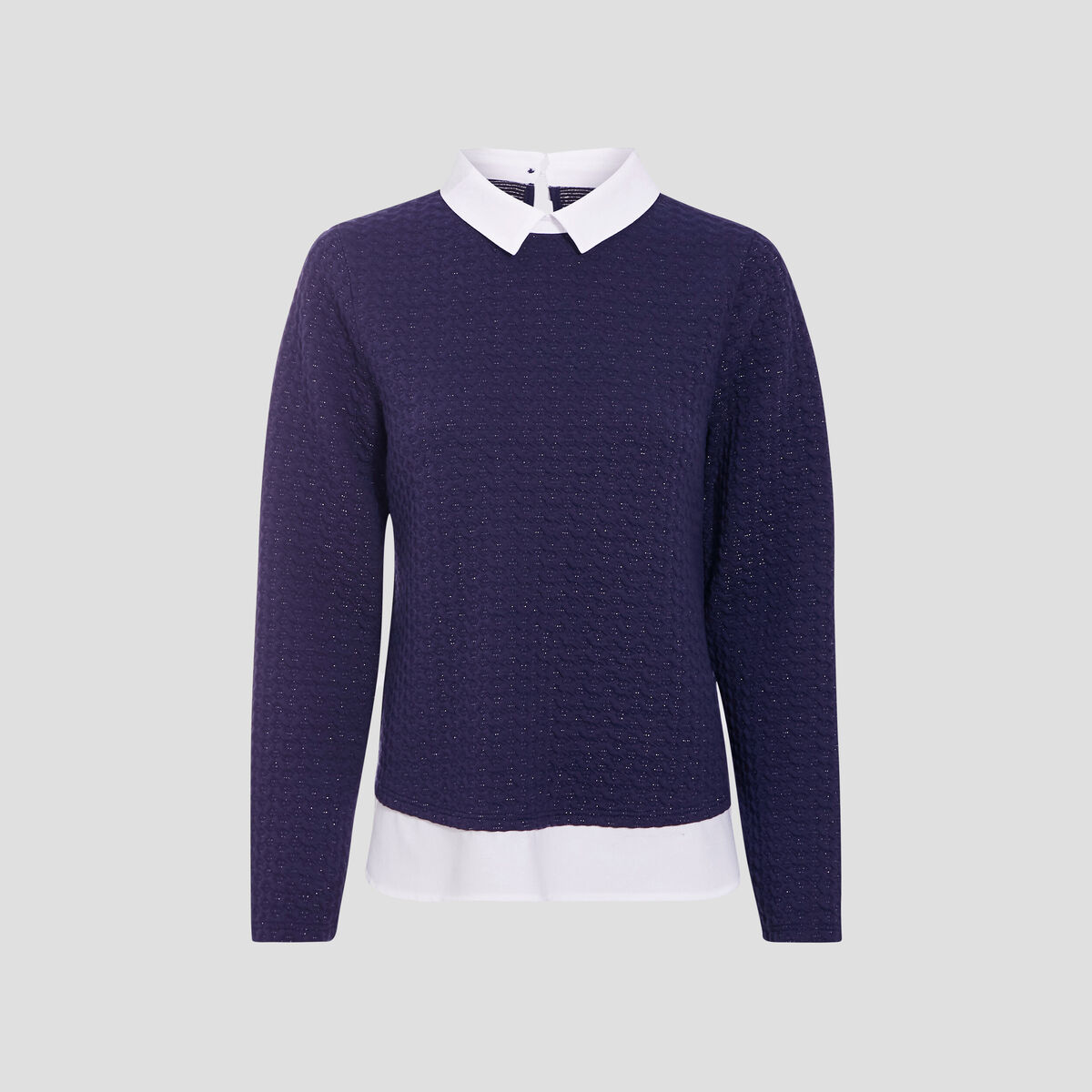 T-shirt manches longues bleu fonc&eacute; femme